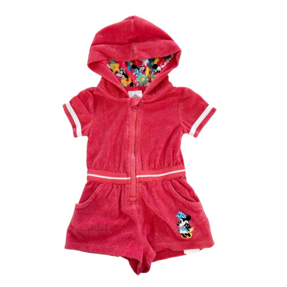 Disney Pink Minnie Mouse Short Sleeve Terry Cloth Romper Swim Coverup